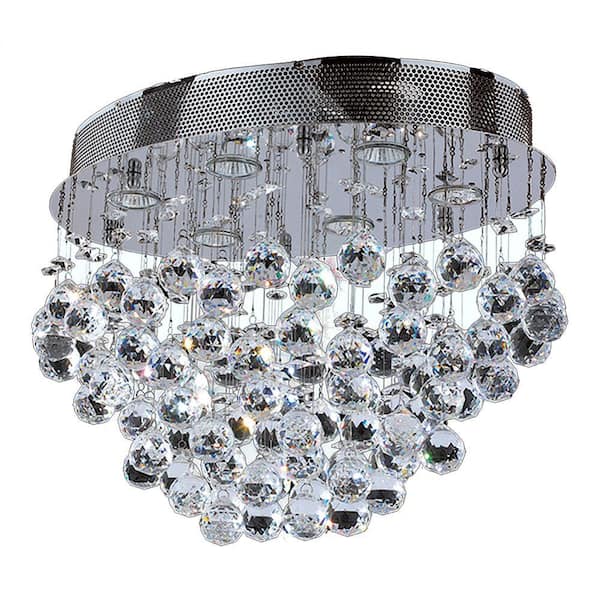 Worldwide Lighting Icicle Collection 6-Light Chrome Ceiling Light with Clear Crystal