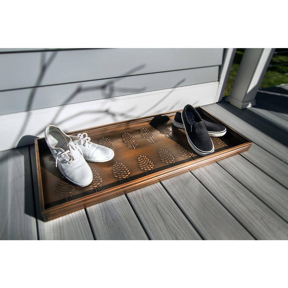 Elegant Copper Finish Pine Cone Design Multi-Purpose Metal Tray
