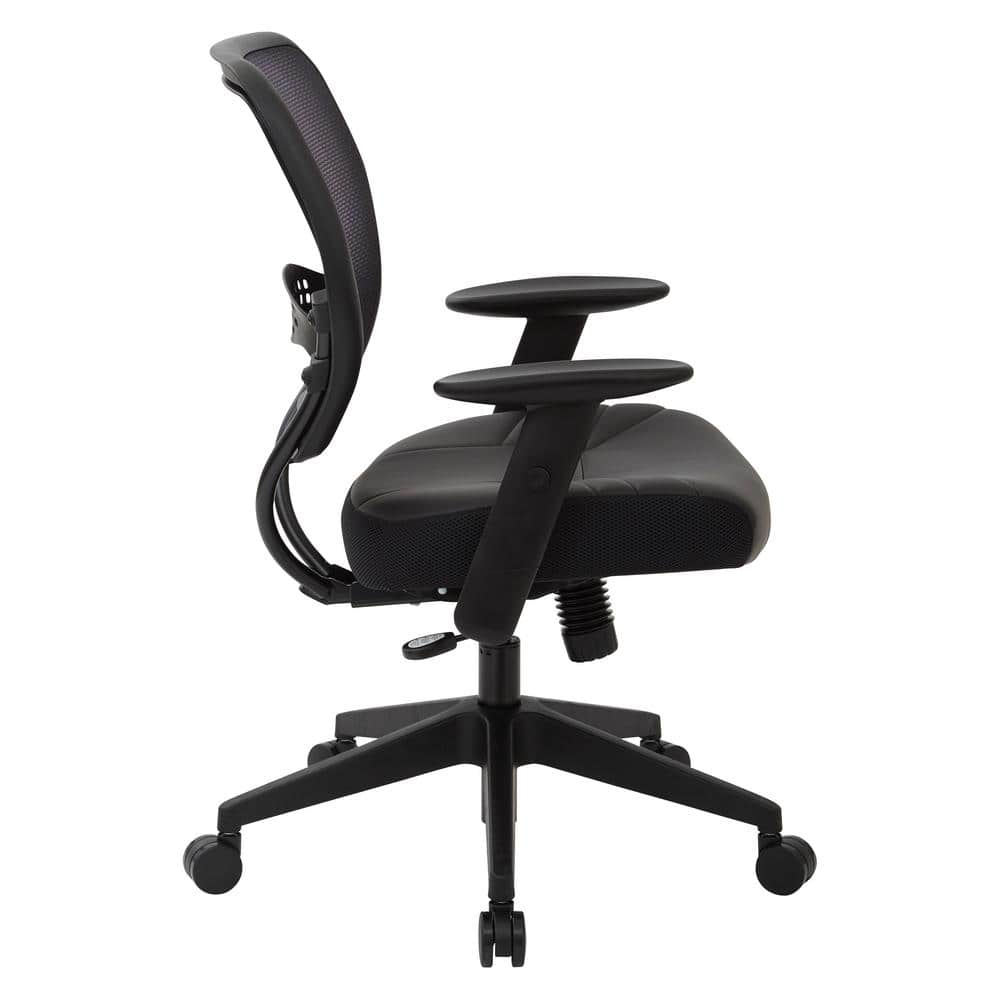 Executive Black Leather & Mesh Office Chair with Adjustable Arms