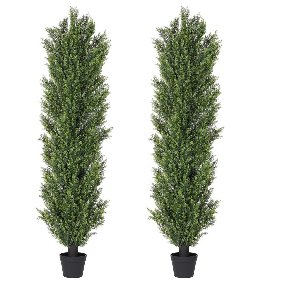 6 ft. Outdoor UV Resistant Artificial Topiary Trees Faux Cedar Pine Cypress