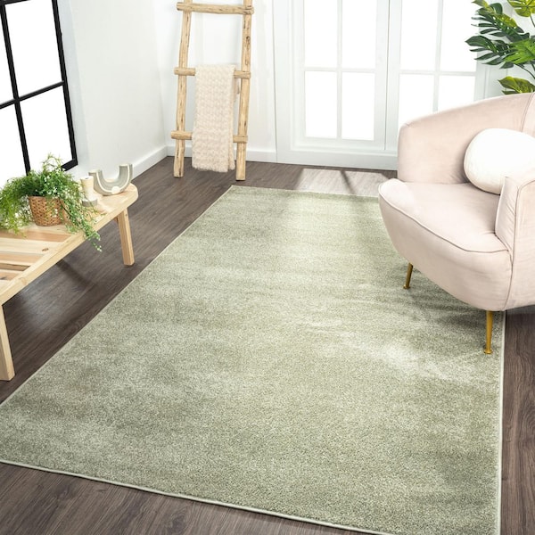 Haze Solid Low-Pile Green 9 ft. x 12 ft. Area Rug