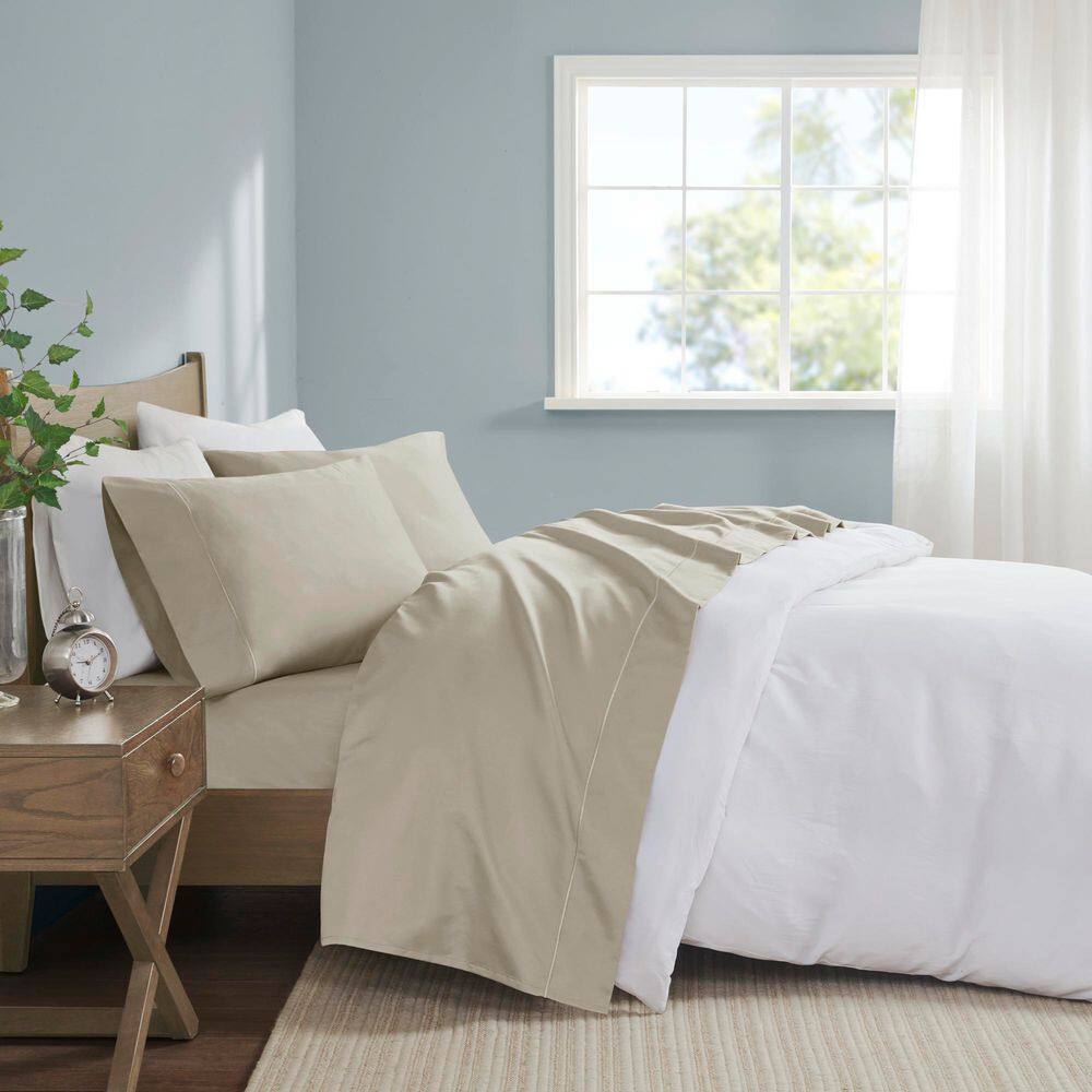 King Gray Solid Cotton Sheet Set with Baratta Hemstitch