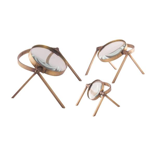 Titan Lighting Oculi Decorative Magnifying Lenses in Antique Brass - Set of 3