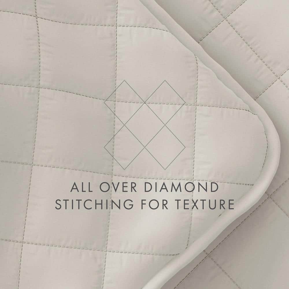 Natural Diamond Stitch Full Microfiber Quilt Set