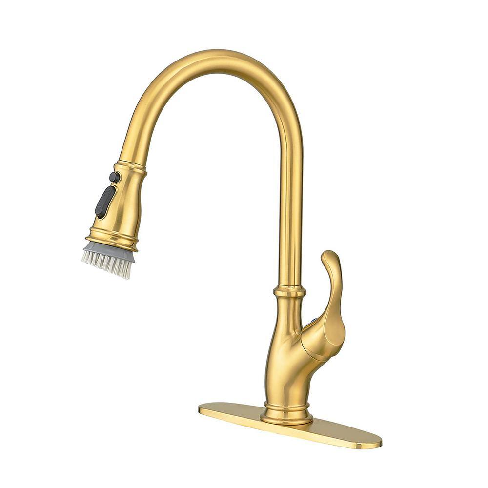 Single Handle Pull Down Sprayer Kitchen Faucet with Advanced Spray in Gold price history on PriceWatchPro
