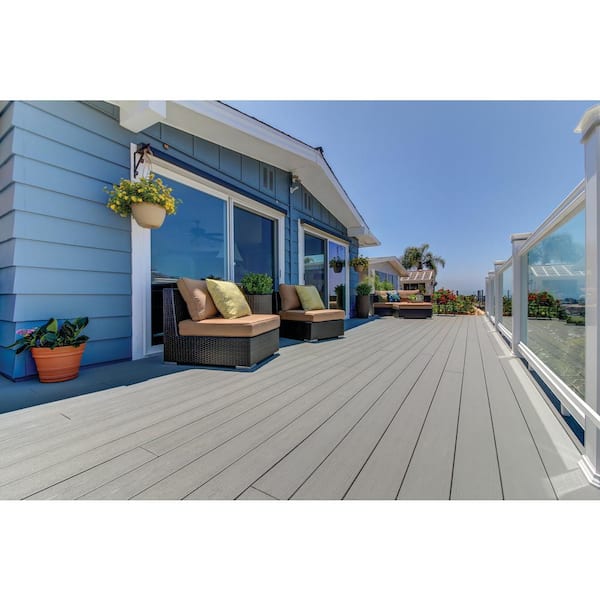 TimberTech Composite Terrain 1 in. x 6 in. x 1 ft. Grooved Stone Ash Composite Sample (Actual: 0.94 in. x 5.36 in. x 1 ft)