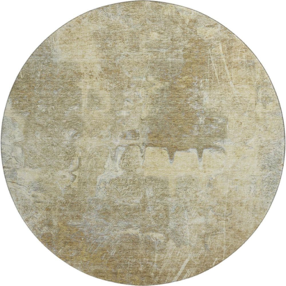 Mayfield Premium Machine Washable Abstract AMF2226 Khaki 8 ft. x 8 ft. Round Rug price history on PriceWatchPro