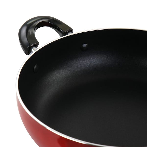 Better Chef 10 Inch Red Aluminum Deep Frying Pan with Glass Lid in 2023