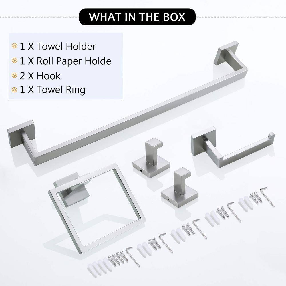 Brushed Nickel 5-Piece Bathroom Hardware Set