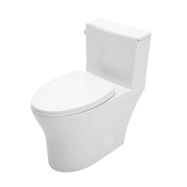 Elongated ADA Height Bathroom Toilet, 12 Inch Rough-In, High Efficiency Flush, Soft Close Seat & Installation Kit