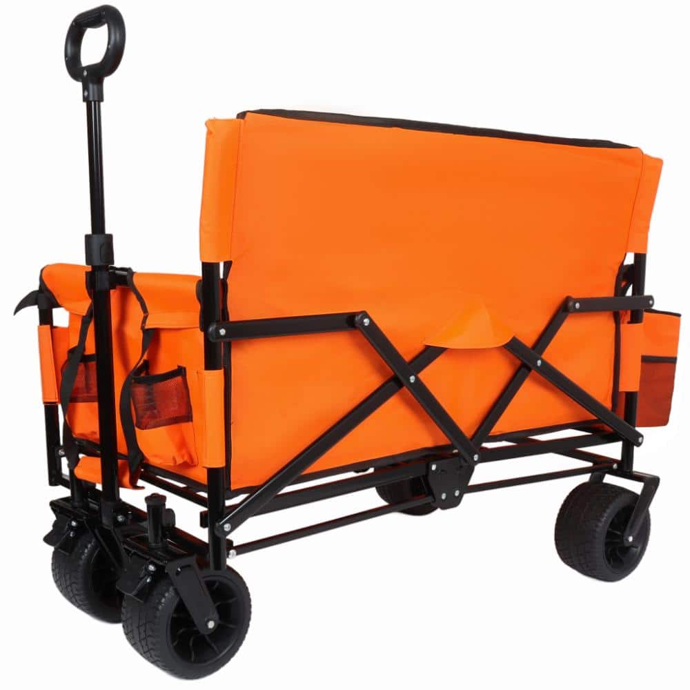 Orange Folding Wagon Garden Cart with Bench Seat 500 lb Capacity 180L All-Terrain Utility Wagon price history on PriceWatchPro