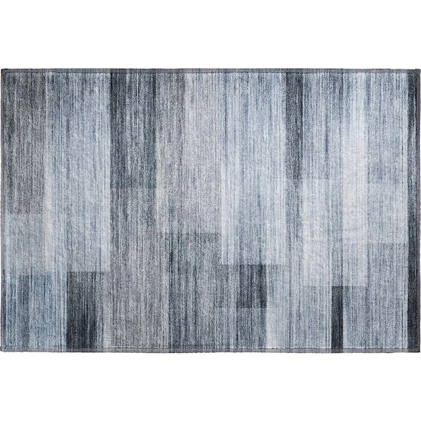Mayfield Premium Machine Washable Abstract AMF2082 Denim 2 ft. x 3 ft. Accent Rug
