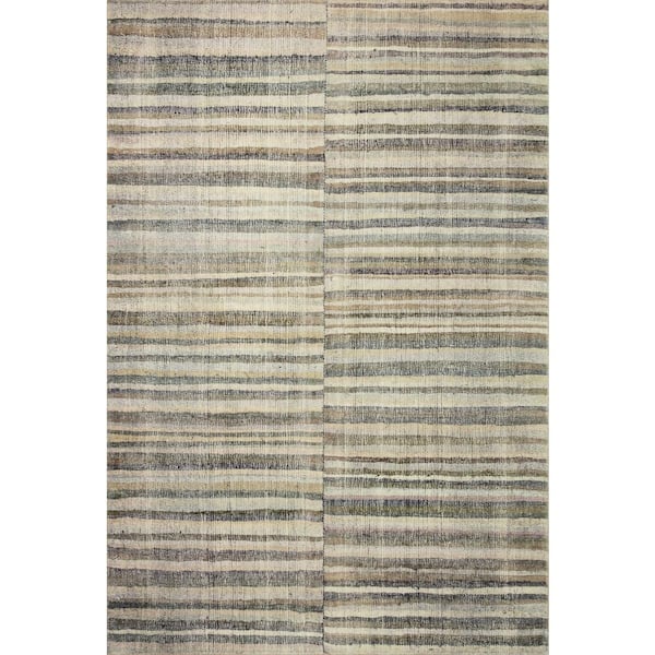 Loloi Chris Loves Julia Humphrey Natural/Moss 18 in. x 18 in. Sample Modern Farmhouse Stripe Area Rug