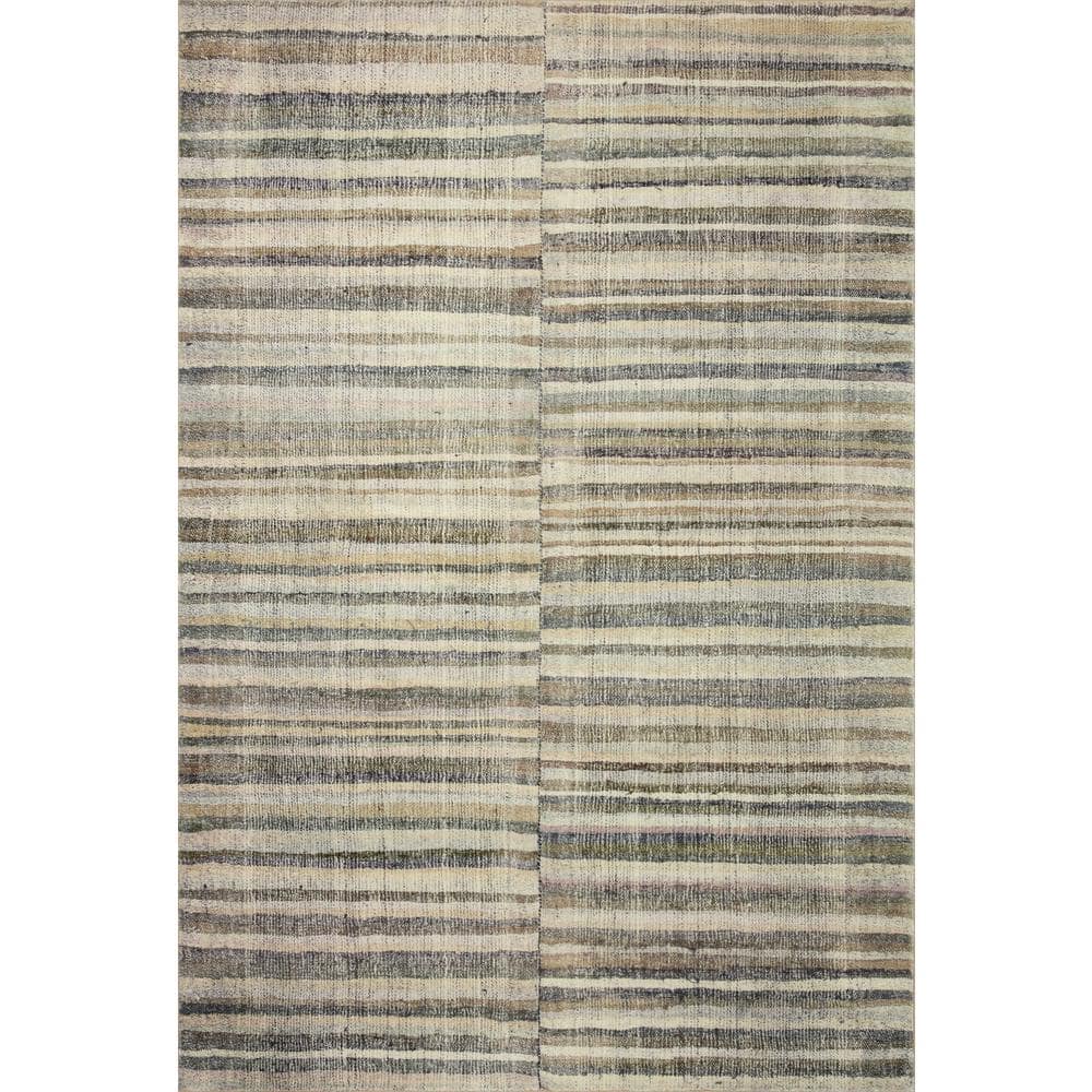 Humphrey Modern Plaid Runner Rug in Natural and Moss - 2'3" x 11'6"
