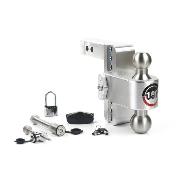Dual Pin Keyed Lock Adjustable Aluminum Trailer Hitch Ball Mount & Chrome Plated Combo Ball Andersen Hitch Pin+Weigh Safe 180 Hitch CTB10-2.5 10 Drop Hitch 2.5 Receiver 18,500 LBS GTW 