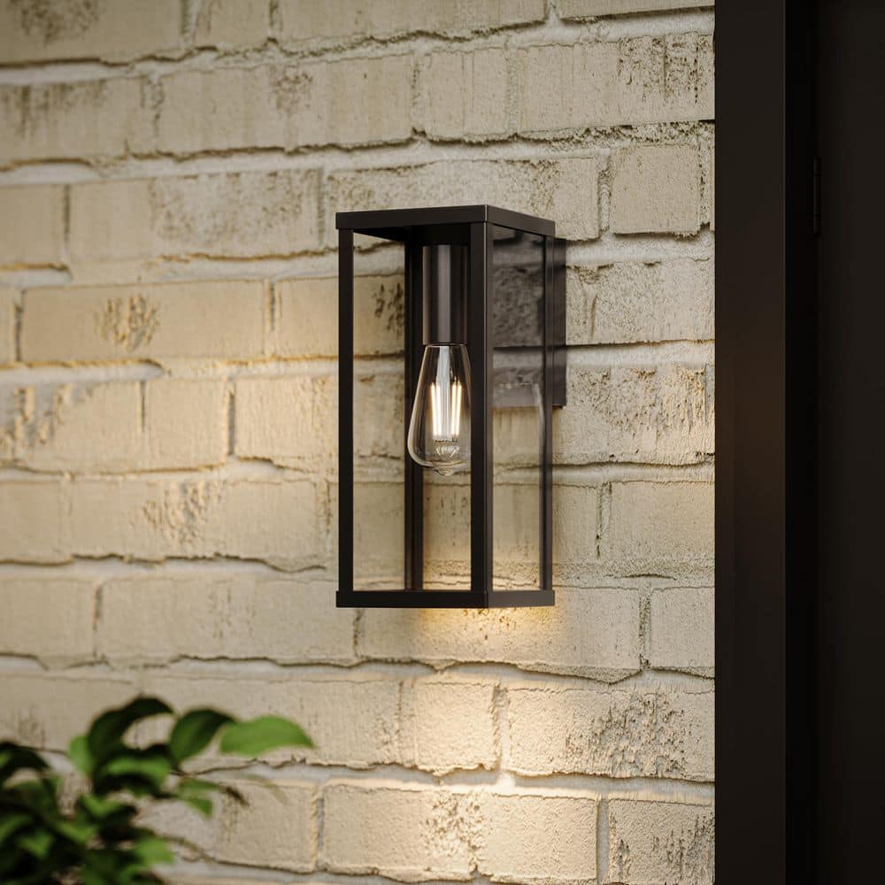 Ryle 13 In. Matte Black 1-Light Hardwired Medium Wall Lantern with Clear Glass Panels price history on PriceWatchPro