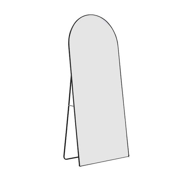 31 in. W x 71 in. H Black Arched Floor Standing Mirror, Framed Mirror