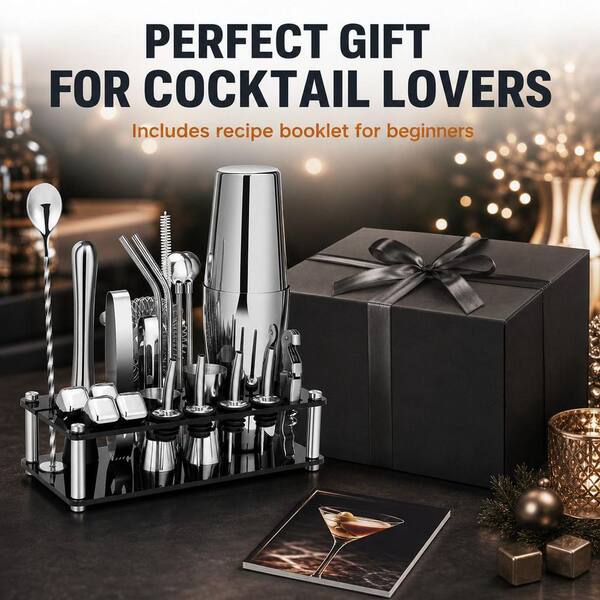 Wudkey 23-Piece Boston Bartender Kit with Acrylic Stand and
