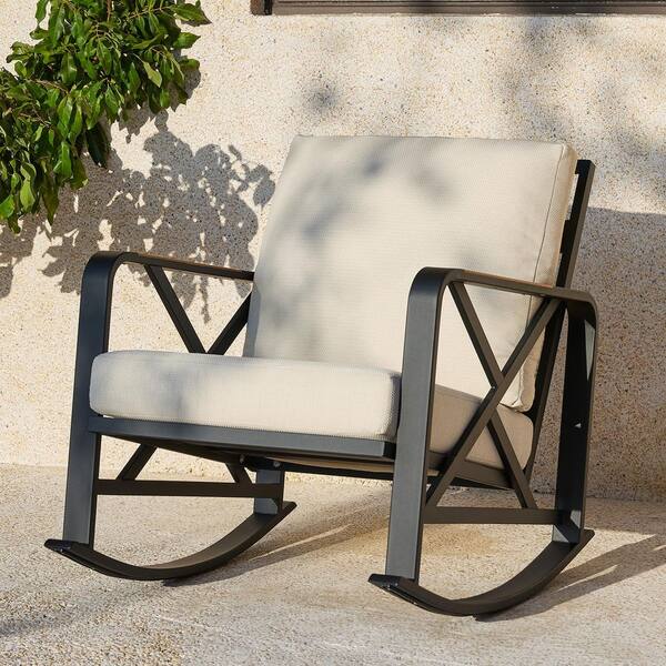 TRIBESIGNS WAY TO ORIGIN Modern Beige Rocking Arm Chair with