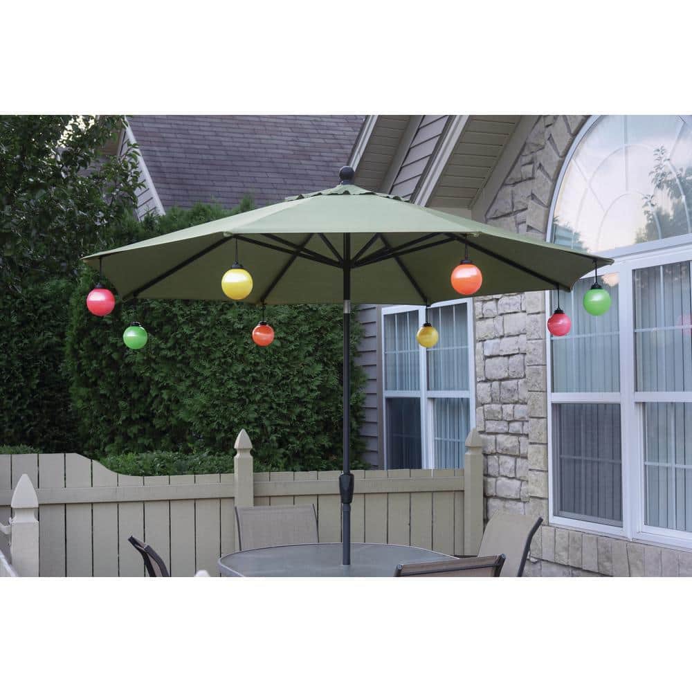 Green Hanging LED Globe Light with Light Sensor, 5"