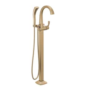 Stryke 1-Handle Floor Mount Tub Filler Trim Kit in Champagne Bronze with Hand Shower (Valve Not Included)