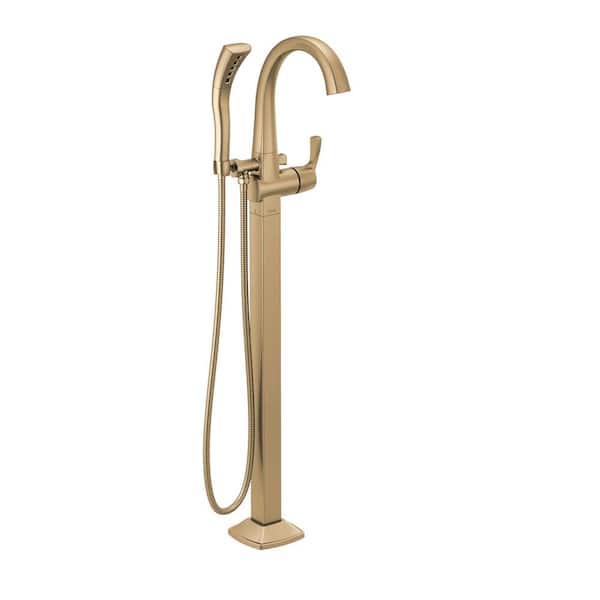 Delta Stryke 1-Handle Floor Mount Tub Filler Trim Kit in Champagne Bronze with Hand Shower (Valve Not Included)