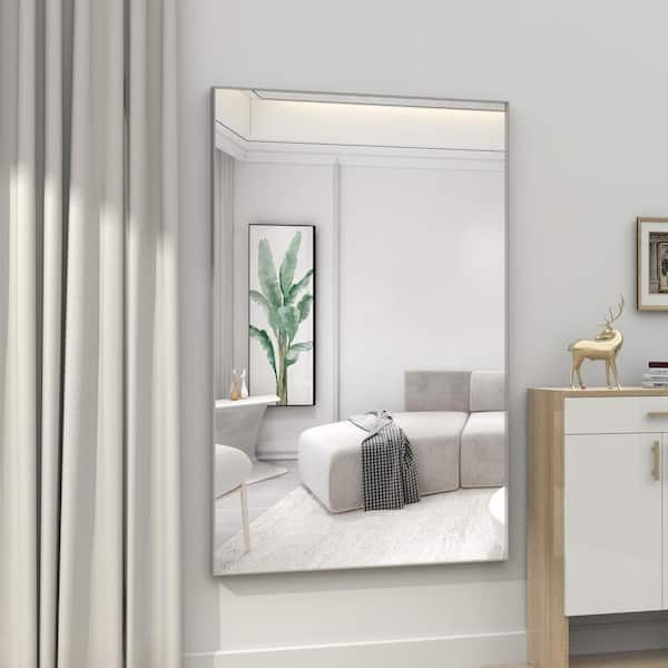 60 in. W x 40 in. H Rectangle Hanging Aluminum Framed Wall Mirror Bathroom Vanity Mirror in Black