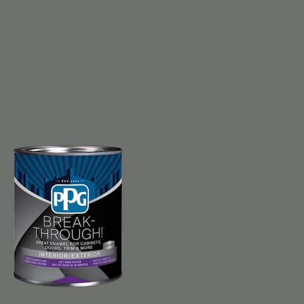 Break-Through! 1 qt. PPG1010-6 Up In Smoke Satin Door, Trim & Cabinet Paint