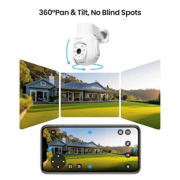 8 Channel 5MP DVR Home Security Camera System with 4 360° PT 2MP Wired Cameras Audio Recording 1080P@25fps 500GB HDD