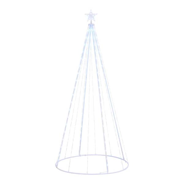 Home Accents Holiday 82.6 in 238-Light LED Red, White, or Blue Cone Christmas Tree with 8 Light Functions