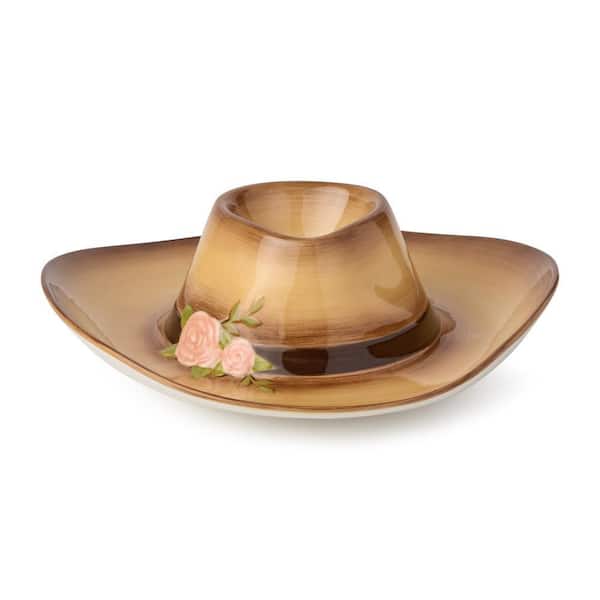 14 in. 8 fl. oz. Brown Rosewood Ceramic Serving Bowl
