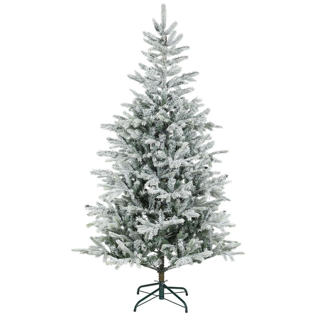 6 ft. Frosted Artificial Christmas Tree with Realistic Branches, Wide Full Spruce Holiday Decor, Hinged Xmas Tree price history on PriceWatchPro