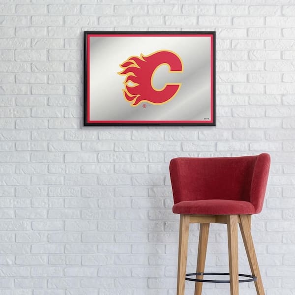 The Fan-Brand 28 in. x 19 in. Calgary Flames Framed Mirrored Decorative  Sign NHCALG-265-01A - The Home Depot