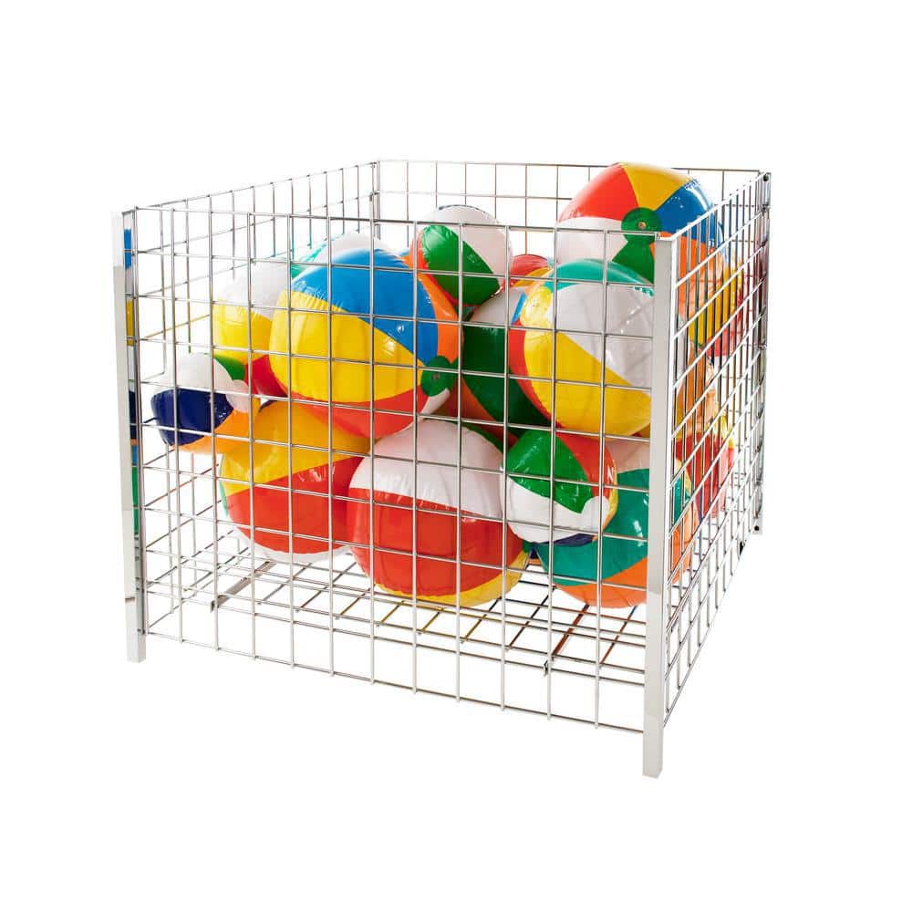 32 in. H x 36 in. W x 36 in. D Chrome Metal Cube Storage Bin