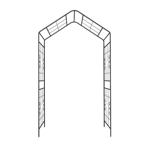 94.5 in. H x 56.3 in. L Black Powder-Coated Iron Garden Arch Arbor for Climbing Plants and Vines-Single Pack