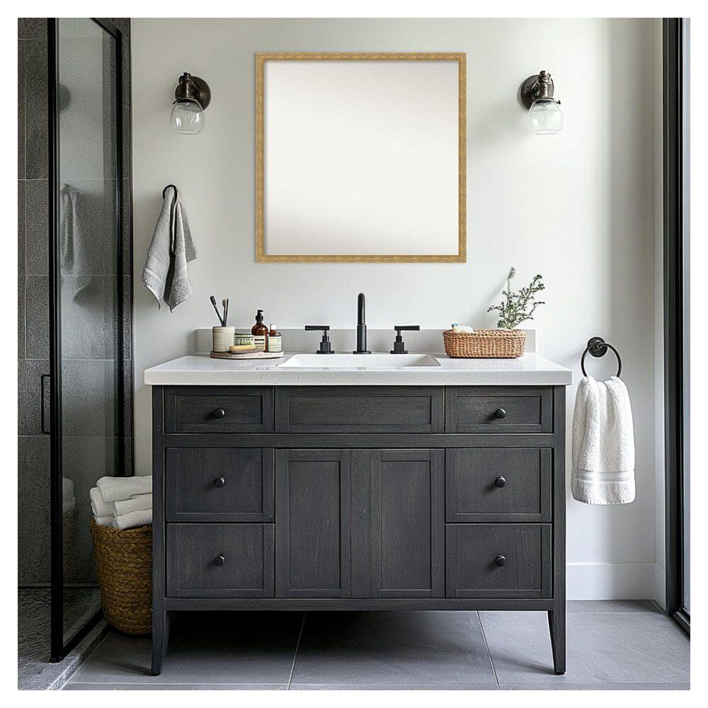 Mila Dark Gold 27.5 in. x 27.5 in. Non-Beveled Traditional Square Wood Framed Bathroom Wall Mirror price history on PriceWatchPro