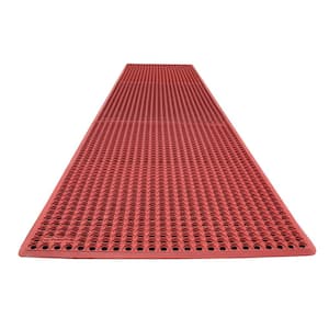 K-Series Comfort Tract Red 3 ft. x 15 ft. x 1/2 in. Grease-Proof Rubber Kitchen Mat