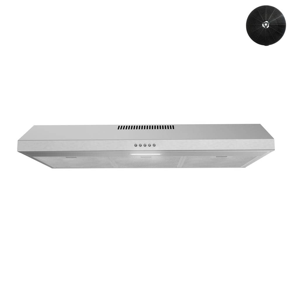 Streamline 36 in. 80 CFM Lucca Convertible Under Cabinet Range Hood in Brushed Steel, Mesh Filters, Push Button Control, LED Light