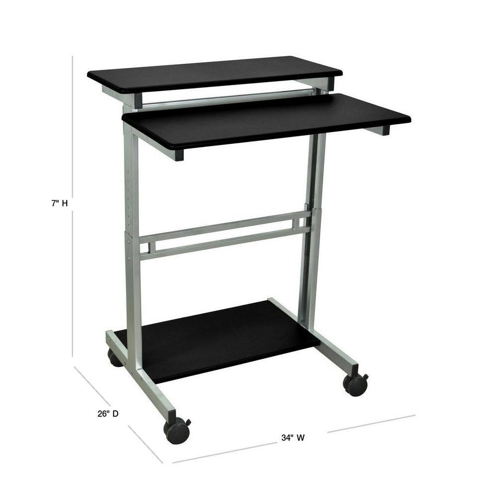 AdjustaFlex 31.5" Black Steel Mobile Workstation with Dual Shelves