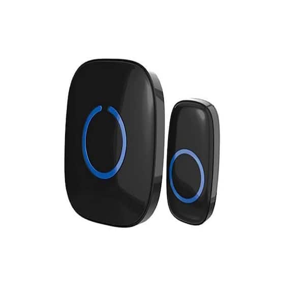 EKIEUDL Wireless Doorbell Ringer and 1-Plug-in Chime Receiver Battery Operated with LED Flash in Black