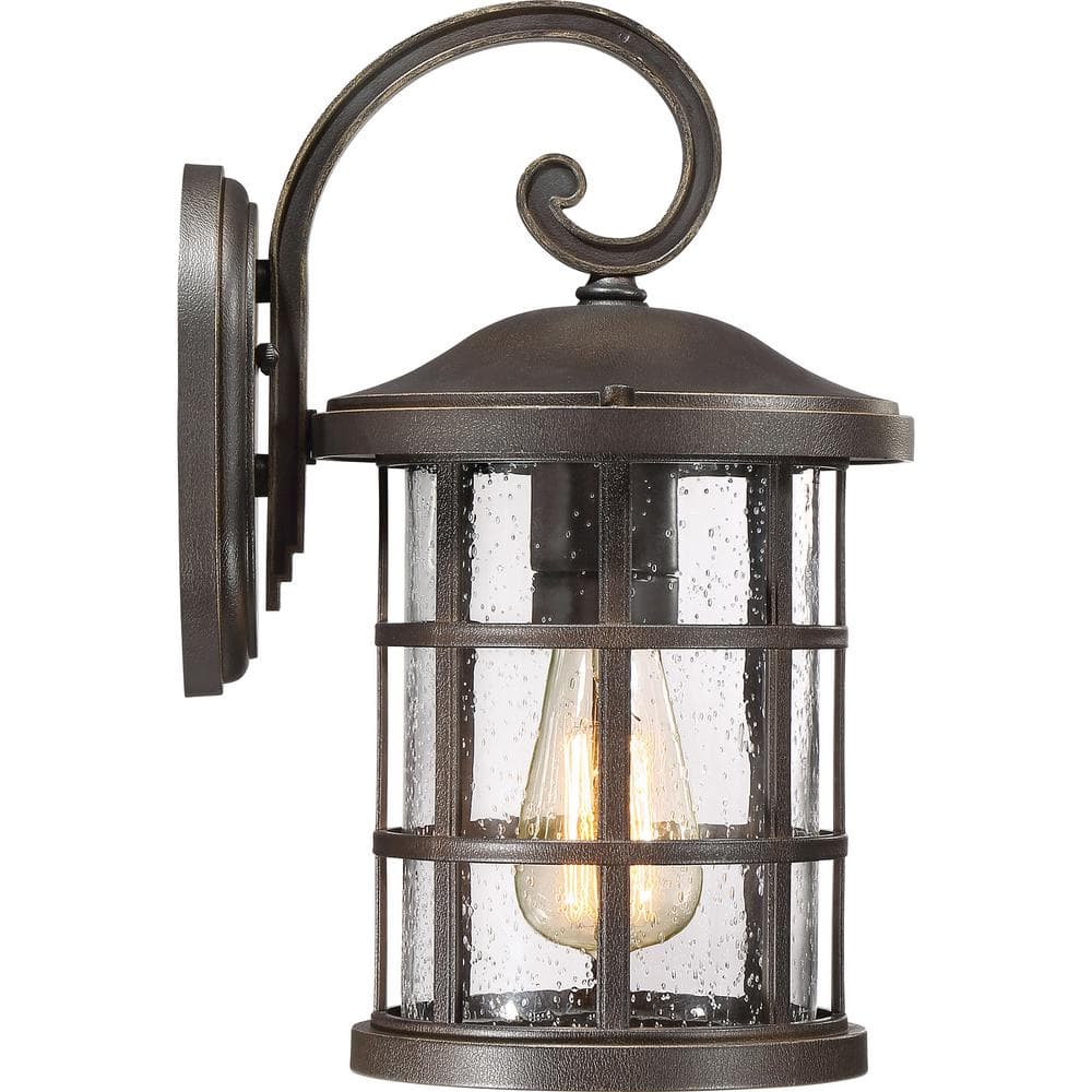Palladian Bronze 14.25" Outdoor Wall Lantern with Seeded Glass