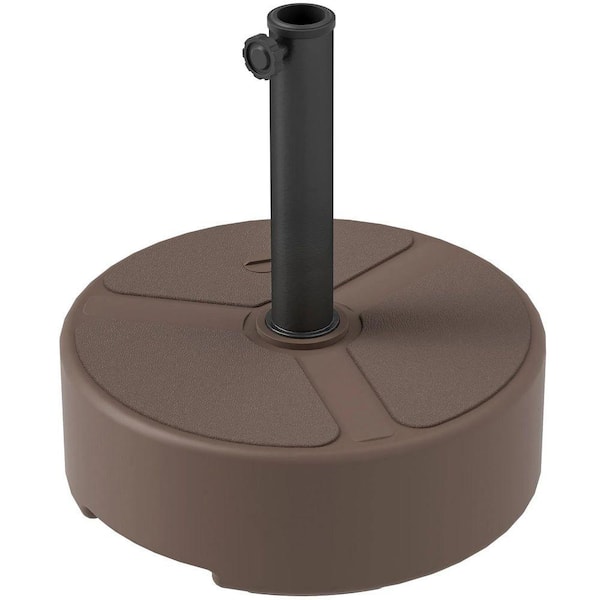 Heavy Duty Round Patio Umbrella Base-Holds 44lbs, Fits 1.5"/1.9" Poles, for Patio, Pool & Garden in Brown