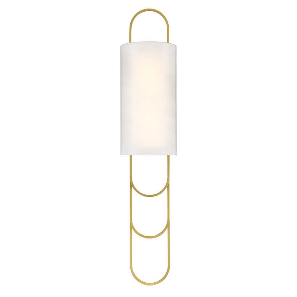 Tartine 6.25 in. W x 30 in. H 1-Light Warm Brass Dimmable Integrated LED Wall Sconce with Strie Glass Shade price history on PriceWatchPro