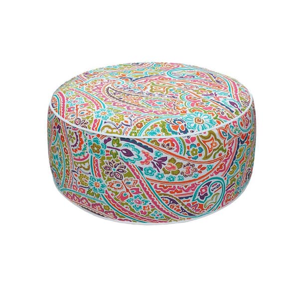 Melora Paisley Water Repellent Plastic Garden Stool Inflatable Footrest Ottoman with Handle and Pump Indoor Outdoor