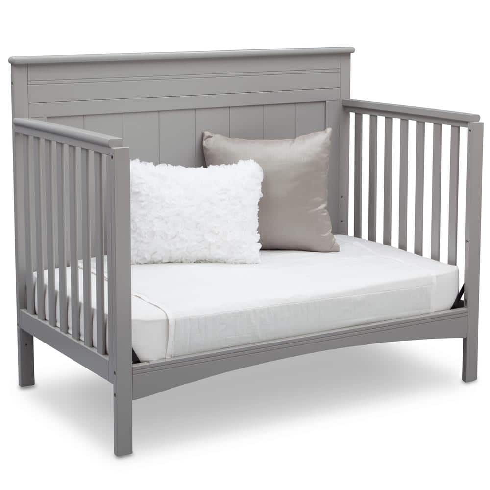 Grey 4-in-1 Convertible Crib with Adjustable Height