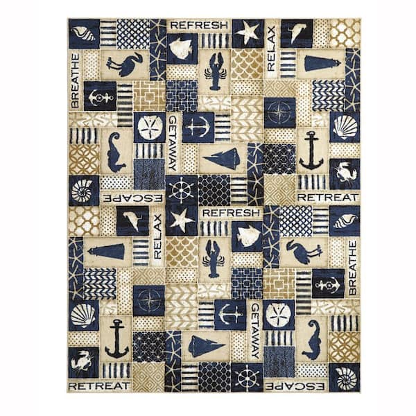 Home Decorators Collection Ocean Panel Multi 8 ft. x 10 ft. Indoor Area Rug