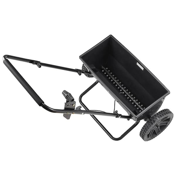 Drop Spreader 50 lbs Push Walk-Behind 18 in Spread Width 10 in Tire 30 Settings Lawn Salt Ice Melt Seed Fertilizer