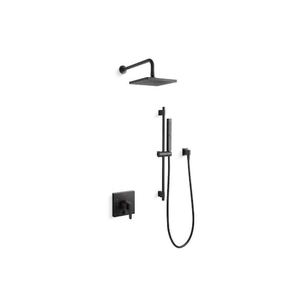 KOHLER Honesty 2-Spray Dual Wall Mount Fixed and Handheld Shower Head 2.5 GPM in Matte Black