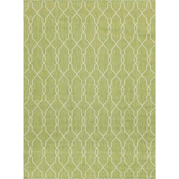 Outdoor Trellis Links Trellis Green 8 ft. x 11 ft. 4 in. Area Rug