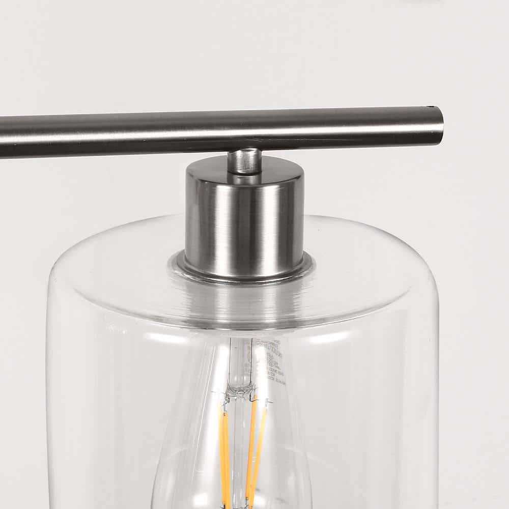 Brushed Nickel 3-Light Linear Island Pendant with Clear Glass Shades